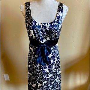 David Meister silk floral cocktail dress w/ bow